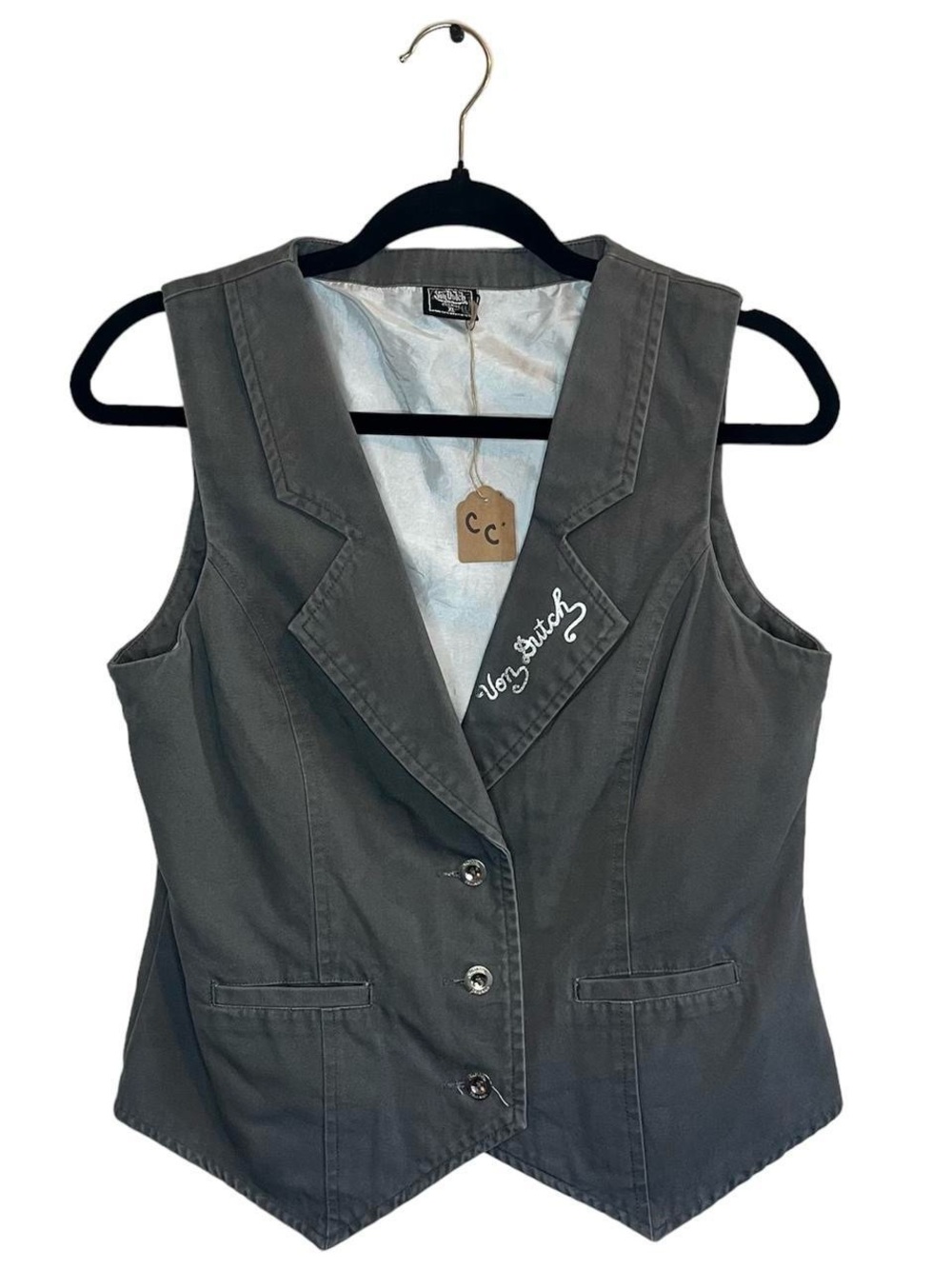 Von Dutch Charcoal Gray Sleeveless Tailored Vest